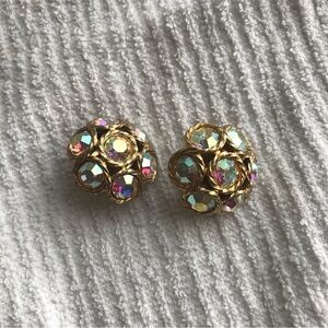 Elegant Gold and Iridescent Crystal Earrings